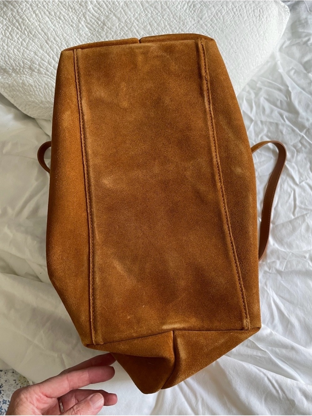 Madewell Essentials Suede Tote in Cognac Brown - Picture 7 of 12